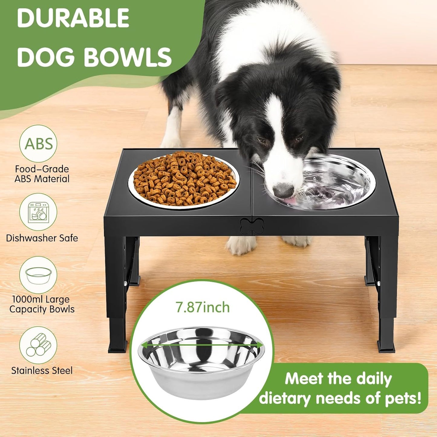 Xia Z Fashion Pet Products Black Dog Bowl Holder, height adjustable