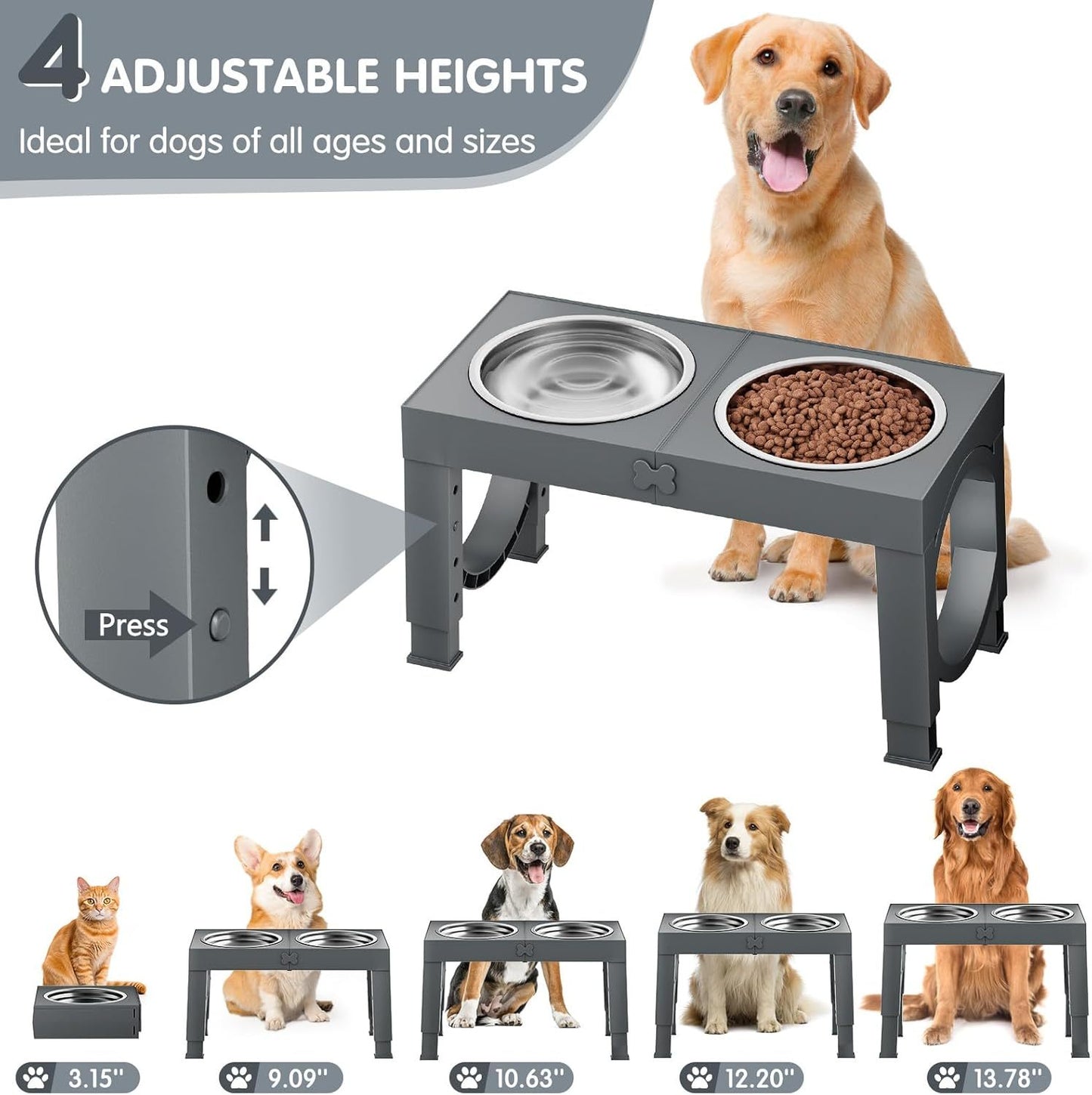 Xia Z Fashion Pet Products Black Dog Bowl Holder, height adjustable