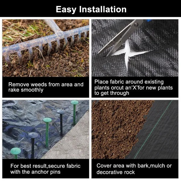 4x100ft Black Weeding Cloth Polyethylene Foldable