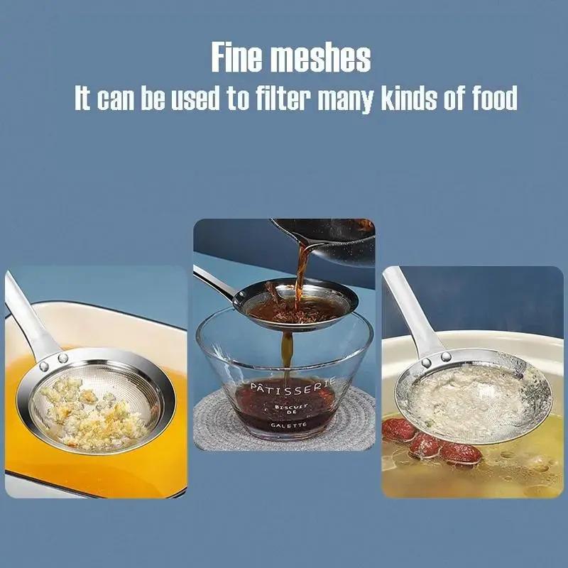 Stainless Steel Oil Strainer Spoon Summer Promotion With Handle Fine Mesh Kitchen Oil Strainer