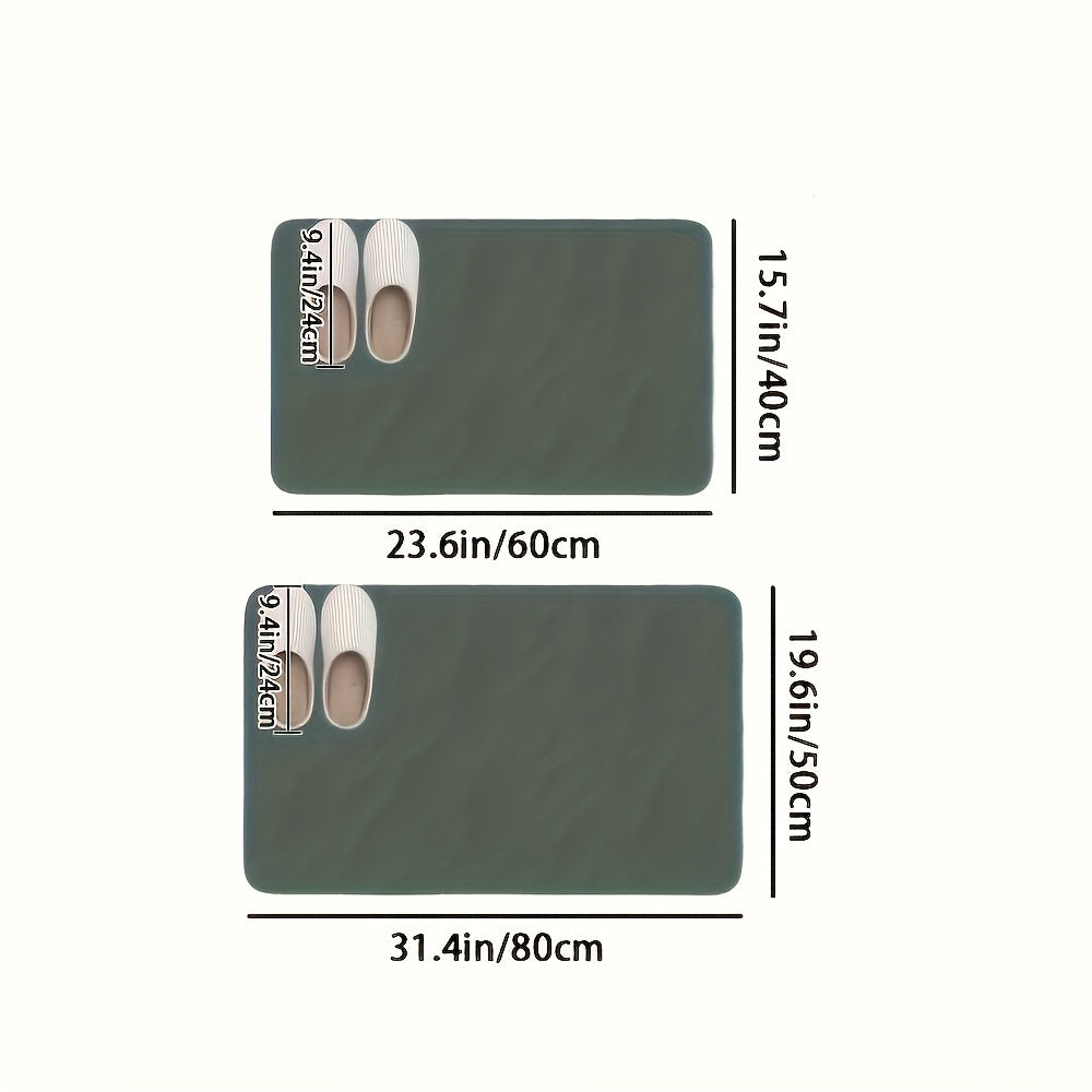 Quick-Dry Diatomite Bath Mat With Clover Design, Non-Slip Absorbent Bathroom Rug 50x80cm