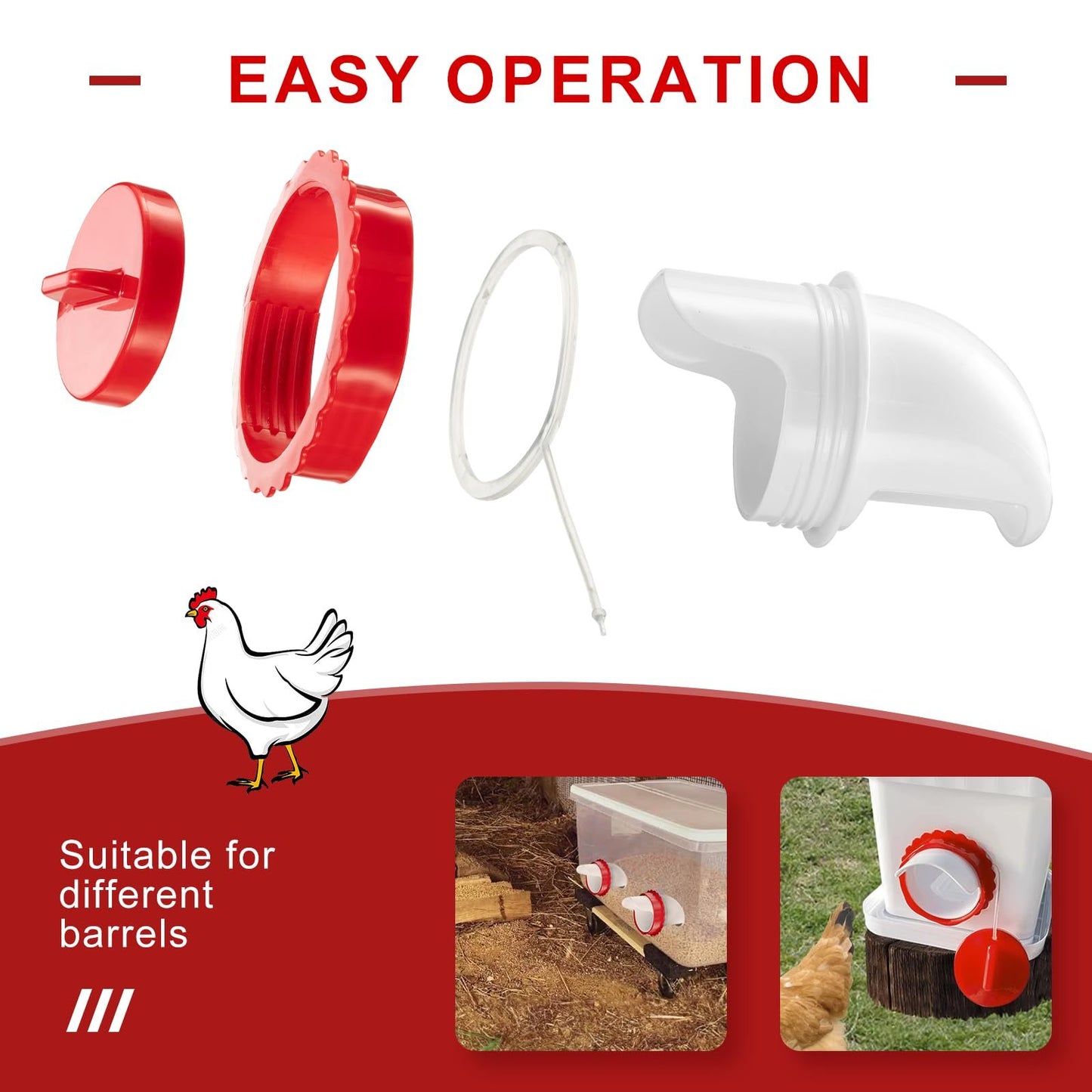 IFurffy Chicken Water Cups And Chicken Feeder Set, Automatic 6pcs Chicken Feeders And 6pcs Chicken Waterer Set For Chicken, Ducks, Birds, Geese, Quail Rain Proof Poultry Feeder Kit For Buckets,Troughs