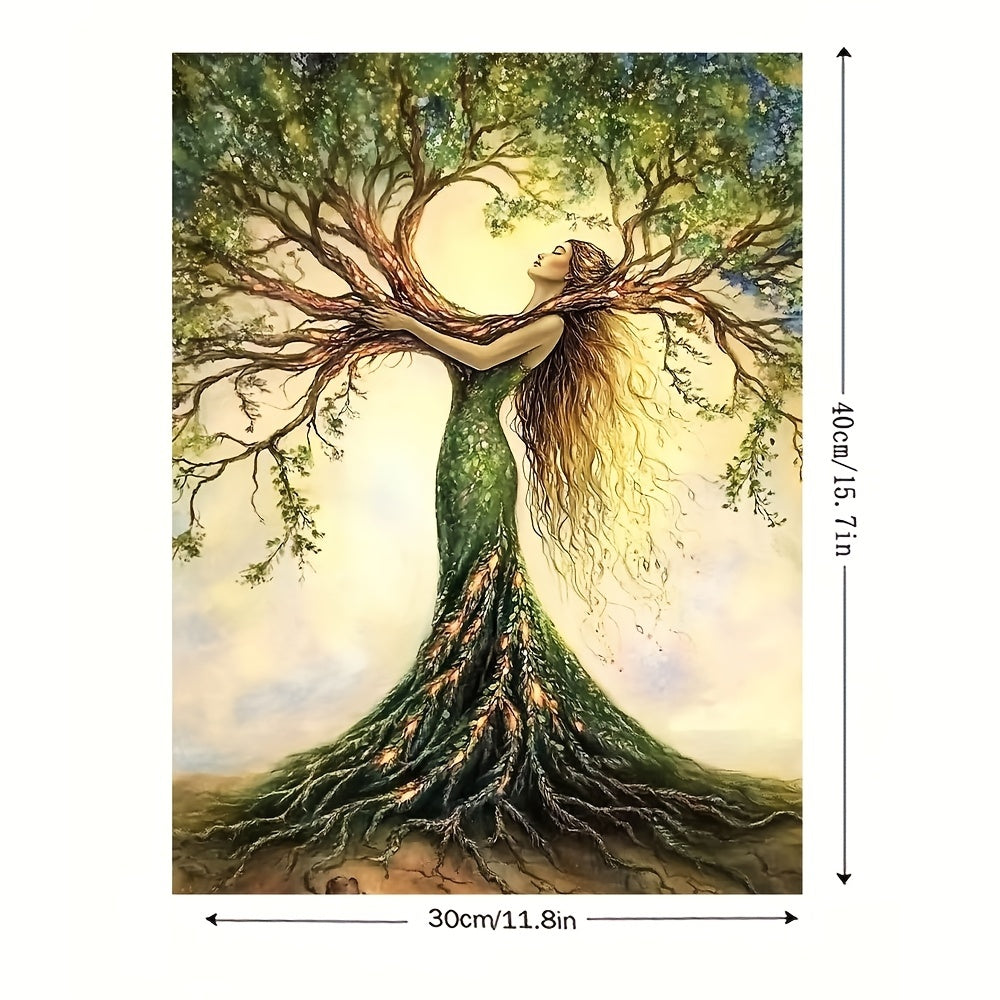 Room Decor 1pc Tree Of Life Canvas Art Print, Wooden Framed Nature-Inspired Wall Decor For Living Room, Bedroom, Office, Cafe - Unique Gift Idea, Creative Home Decoration