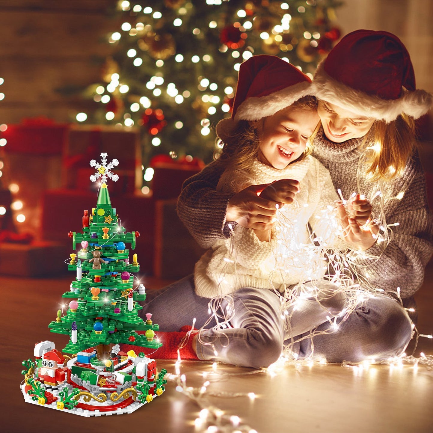 2025 Year Christmas Tree Building Set With LED Light Tabletop Christmas Building Block 24 Days Christmas Countdown Calendar For Boys Girls 3-6