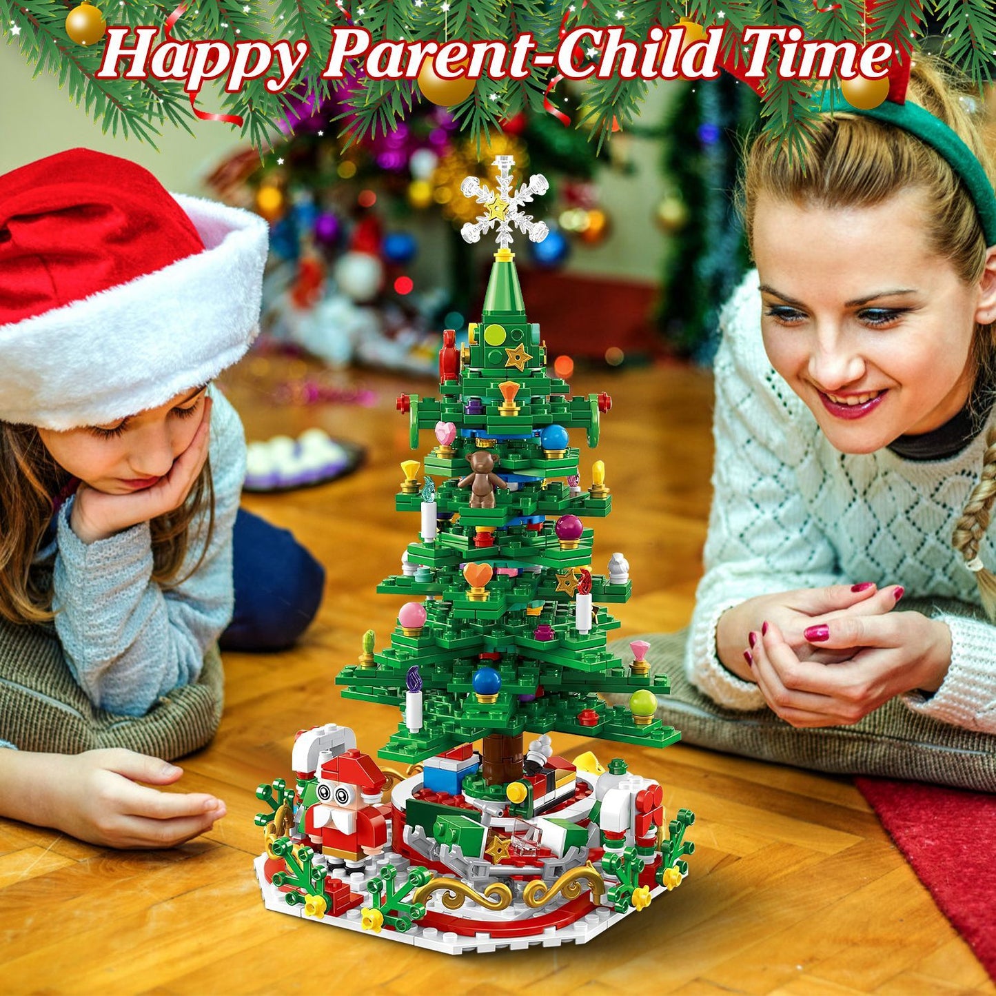 2025 Year Christmas Tree Building Set With LED Light Tabletop Christmas Building Block 24 Days Christmas Countdown Calendar For Boys Girls 3-6