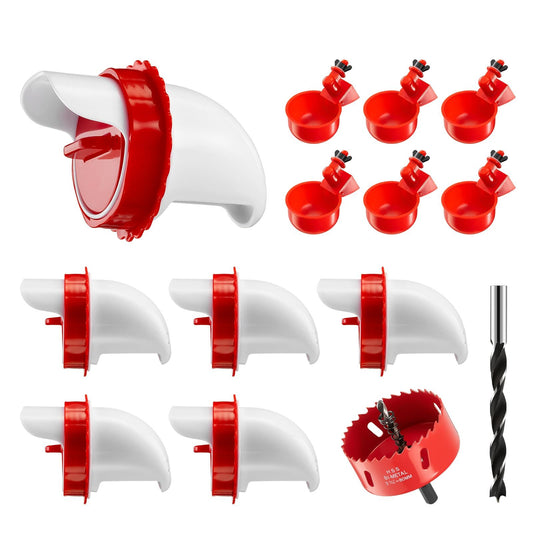 IFurffy Chicken Water Cups And Chicken Feeder Set, Automatic 6pcs Chicken Feeders And 6pcs Chicken Waterer Set For Chicken, Ducks, Birds, Geese, Quail Rain Proof Poultry Feeder Kit For Buckets,Troughs
